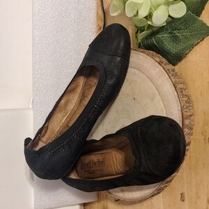Josef Seibel Black Suede Leather Comfort Ballet Flats Size 38